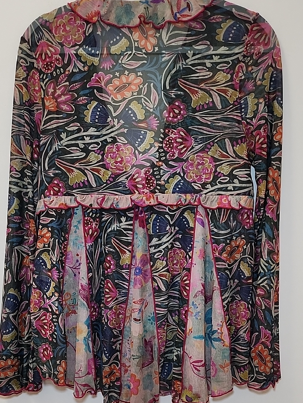 Natural Life ruffle mesh boho blouse with bell sleeves Size Meduim - Picture 12 of 16